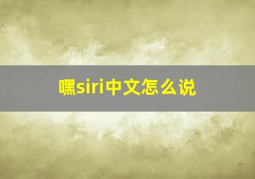 嘿siri中文怎么说