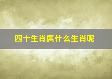 四十生肖属什么生肖呢