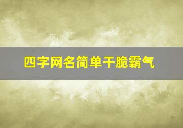 四字网名简单干脆霸气