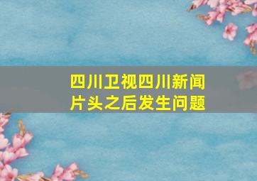 四川卫视四川新闻片头之后发生问题