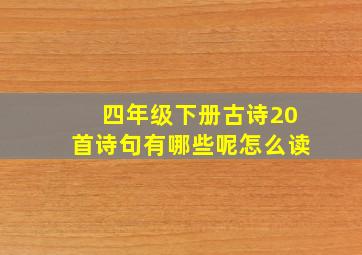 四年级下册古诗20首诗句有哪些呢怎么读