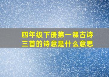 四年级下册第一课古诗三首的诗意是什么意思