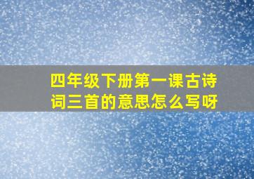 四年级下册第一课古诗词三首的意思怎么写呀