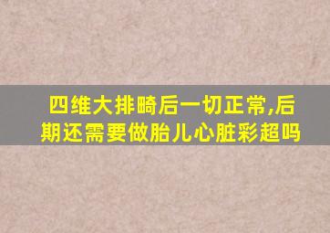 四维大排畸后一切正常,后期还需要做胎儿心脏彩超吗