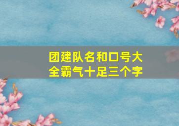 团建队名和口号大全霸气十足三个字