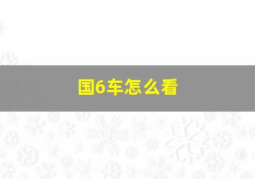 国6车怎么看