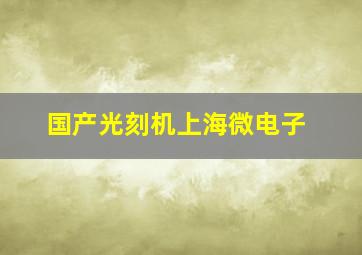 国产光刻机上海微电子