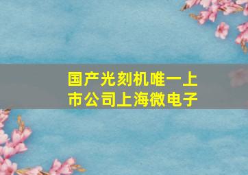 国产光刻机唯一上市公司上海微电子