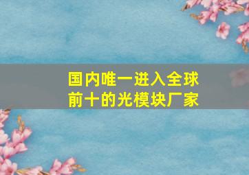 国内唯一进入全球前十的光模块厂家