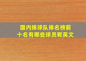 国内排球队排名榜前十名有哪些球员呢英文