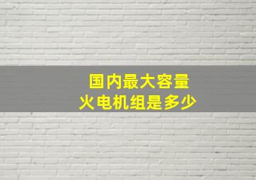 国内最大容量火电机组是多少