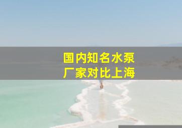 国内知名水泵厂家对比上海