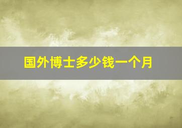 国外博士多少钱一个月