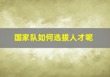 国家队如何选拔人才呢