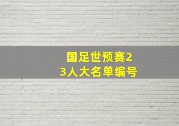 国足世预赛23人大名单编号