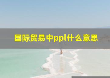 国际贸易中ppl什么意思