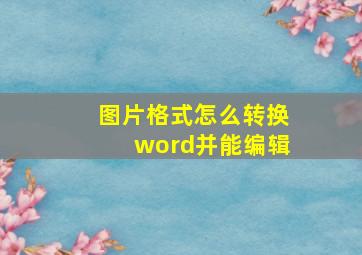 图片格式怎么转换word并能编辑