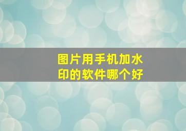 图片用手机加水印的软件哪个好