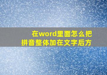 在word里面怎么把拼音整体加在文字后方