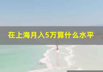 在上海月入5万算什么水平