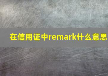 在信用证中remark什么意思