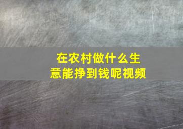 在农村做什么生意能挣到钱呢视频