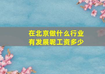 在北京做什么行业有发展呢工资多少