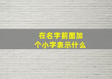 在名字前面加个小字表示什么