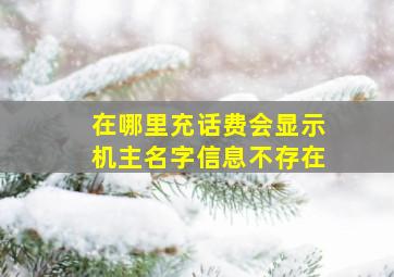 在哪里充话费会显示机主名字信息不存在