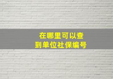 在哪里可以查到单位社保编号