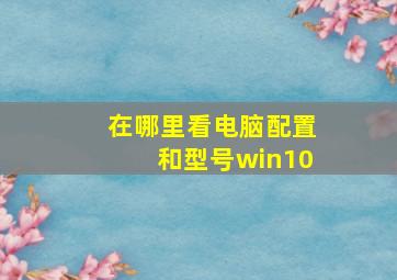 在哪里看电脑配置和型号win10