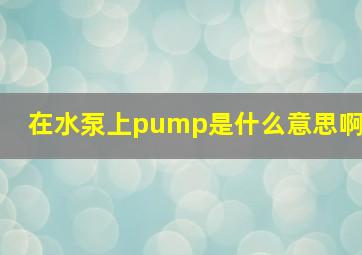 在水泵上pump是什么意思啊