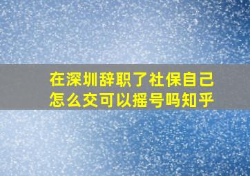 在深圳辞职了社保自己怎么交可以摇号吗知乎