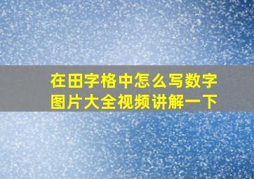 在田字格中怎么写数字图片大全视频讲解一下