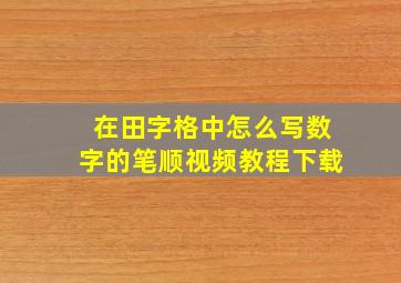 在田字格中怎么写数字的笔顺视频教程下载