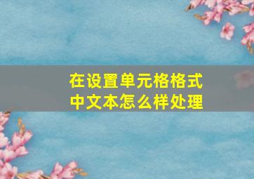 在设置单元格格式中文本怎么样处理