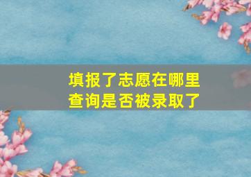 填报了志愿在哪里查询是否被录取了