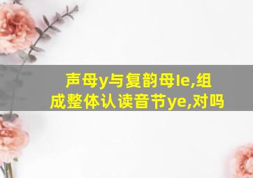 声母y与复韵母Ie,组成整体认读音节ye,对吗