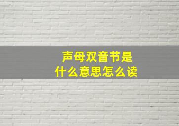 声母双音节是什么意思怎么读