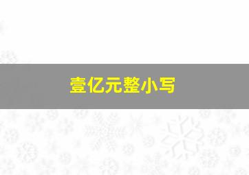 壹亿元整小写