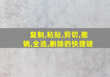 复制,粘贴,剪切,撤销,全选,删除的快捷键