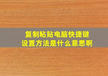 复制粘贴电脑快捷键设置方法是什么意思啊