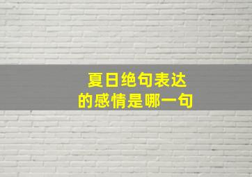 夏日绝句表达的感情是哪一句