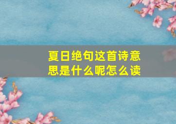 夏日绝句这首诗意思是什么呢怎么读