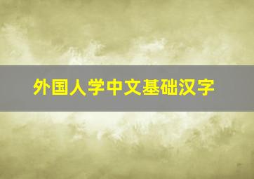 外国人学中文基础汉字