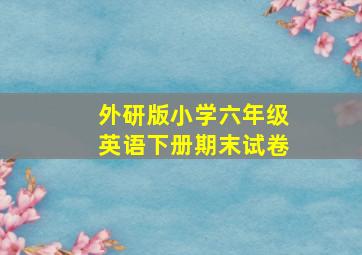 外研版小学六年级英语下册期末试卷