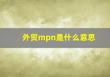 外贸mpn是什么意思