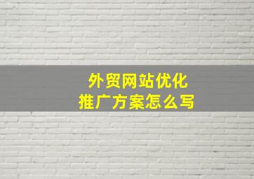 外贸网站优化推广方案怎么写