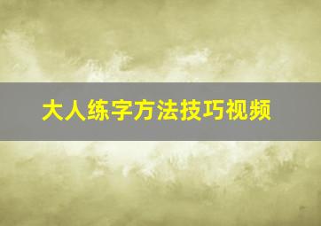 大人练字方法技巧视频