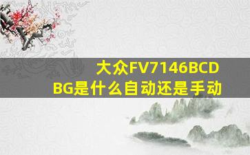 大众FV7146BCDBG是什么自动还是手动